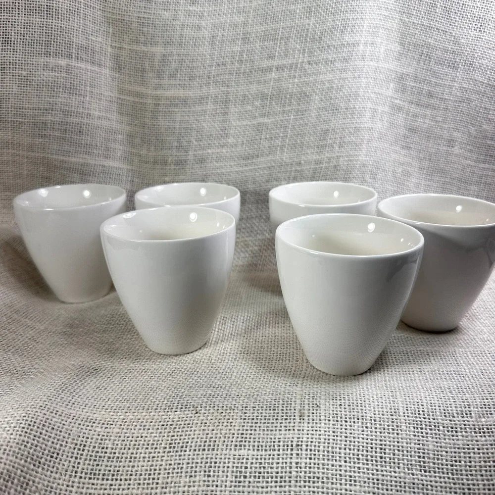 Bee House Japan White Porcelain Handleless Tea Cups Set of 6 Minimalist Modern
